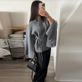 Women's Knitted Tops Fashion Designer Split Batwing Cardigans