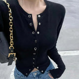 Women's Fashion Designer Crop Tops Knitted Bodycon S-L Cardigans