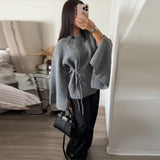 Women's Knitted Tops Fashion Designer Split Batwing Cardigans