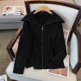 Women's Tops Fashion 4-9XL Designer Zipper High Stretch Cardigans (Plus Size)