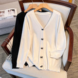Women's Knitted Bow 4-9XL Fashion Designer Cardigans (Plus Size)