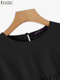 Women's Blouse 2-4XL Fashion Designer Button Long-Sleeve Tops (Plus Size)