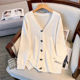 Women's Knitted Bow 4-9XL Fashion Designer Cardigans (Plus Size)
