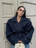 Women's Lapel Fashion Designer Trench Coat Jackets