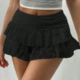 Women's Lace S-L Fashion Designer Mini Skirts (Short)