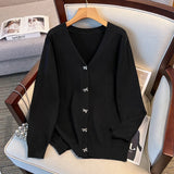 Women's Knitted Bow 4-9XL Fashion Designer Cardigans (Plus Size)