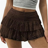Women's Lace S-L Fashion Designer Mini Skirts (Short)