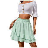 Women's Ruffle Layered S-2XL Fashion Designer Mini Skirts (Short)