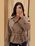 Women's Double Breasted Fashion Designer Plaid S-L Jackets