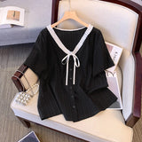 Women's Blouse 5-9XL Fashion Designer Lace T-Shirts (Plus Size)