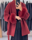 Women's Lace Up Woolen Fashion Designer S-L Jackets