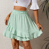 Women's Ruffle Layered S-2XL Fashion Designer Mini Skirts (Short)