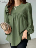 Women's O Neck 2-8XL Fashion Designer Blouse Long-Sleeve Tops (Plus Size)