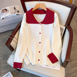 Women's  Lapel Contrasting Fashion Designer 4-9XL Cardigans (Plus Size)
