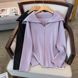 Women's Tops Fashion 4-9XL Designer Zipper High Stretch Cardigans (Plus Size)
