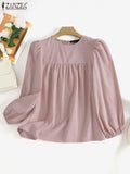 Women's O Neck 2-8XL Fashion Designer Blouse Long-Sleeve Tops (Plus Size)