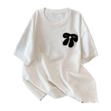 Women's 4-9XL Blouse Fashion Designer Bow Knitted T-Shirts (Plus Size)