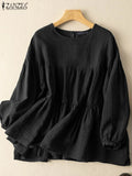 Women's Blouse 2-4XL Fashion Designer Button Long-Sleeve Tops (Plus Size)