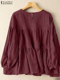 Women's Blouse 2-4XL Fashion Designer Button Long-Sleeve Tops (Plus Size)