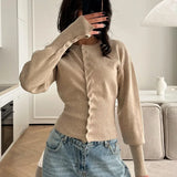 Women's Fashion Designer Crop Tops Knitted Bodycon S-L Cardigans