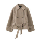 Women's Double Breasted Fashion Designer Plaid S-L Jackets