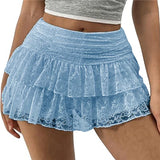 Women's Lace S-L Fashion Designer Mini Skirts (Short)