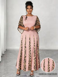 Women's Fashion Designer 1-4XL Leopard Print Long Dresses (Plus Size)
