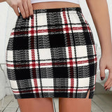 Women's Bodycon 2-5XL Plaid Fashion Designer Mini Skirts (Plus Size)