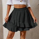 Women's Ruffle Layered S-2XL Fashion Designer Mini Skirts (Short)