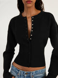 Women's Fashion Designer Crop Tops Knitted Bodycon S-L Cardigans