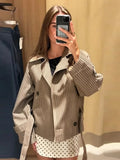 Women's Double Breasted Fashion Designer Plaid S-L Jackets