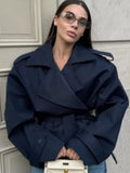 Women's Lapel Fashion Designer Trench Coat Jackets