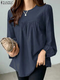 Women's O Neck 2-8XL Fashion Designer Blouse Long-Sleeve Tops (Plus Size)