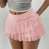 Women's Lace S-L Fashion Designer Mini Skirts (Short)