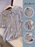 Women's Tops Plaid Blouse 5-9XL Fashion Designer T-Shirts (Plus Size)