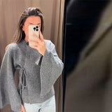 Women's Knitted Tops Fashion Designer Split Batwing Cardigans