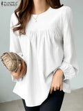 Women's O Neck 2-8XL Fashion Designer Blouse Long-Sleeve Tops (Plus Size)