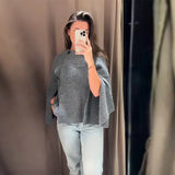Women's Knitted Tops Fashion Designer Split Batwing Cardigans