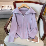 Women's Tops Fashion 4-9XL Designer Zipper High Stretch Cardigans (Plus Size)