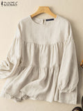 Women's Blouse 2-4XL Fashion Designer Button Long-Sleeve Tops (Plus Size)