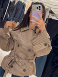 Women's Double Breasted Fashion Designer Plaid S-L Jackets