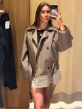 Women's Double Breasted Fashion Designer Plaid S-L Jackets