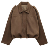 Women's Lapel Suede XS-L Fashion Designer Belted Jackets