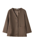 Women's Fashion Designer 5-9XL V-Neck Woolen Coats (Plus Size)