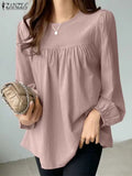 Women's O Neck 2-8XL Fashion Designer Blouse Long-Sleeve Tops (Plus Size)
