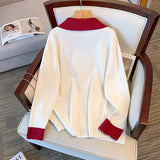 Women's  Lapel Contrasting Fashion Designer 4-9XL Cardigans (Plus Size)