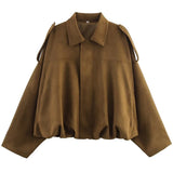 Women's Lapel Suede XS-L Fashion Designer Belted Jackets