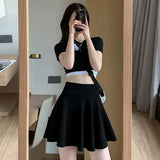Women's Tennis Elastic Pleated Fashion L-5XL Designer Skirts (Plus Size)