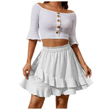 Women's Ruffle Layered S-2XL Fashion Designer Mini Skirts (Short)
