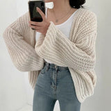 MEXZT Vintage Harajuku Lantern Sleeve Women Cardigan Sweater Casual Korean Fall Streetwear Tops Coat Chic Lazy Wind Y2k Sweater